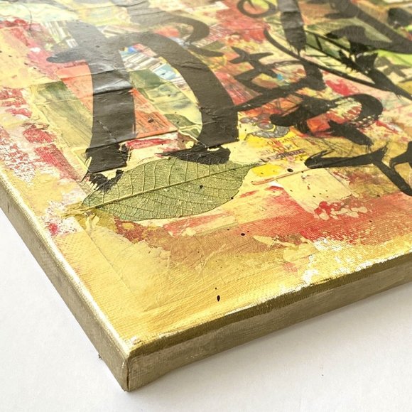 Healthy Life - Original Collage Art Signed Asian Fusion Painting 16”x20” - Picture 11 of 12